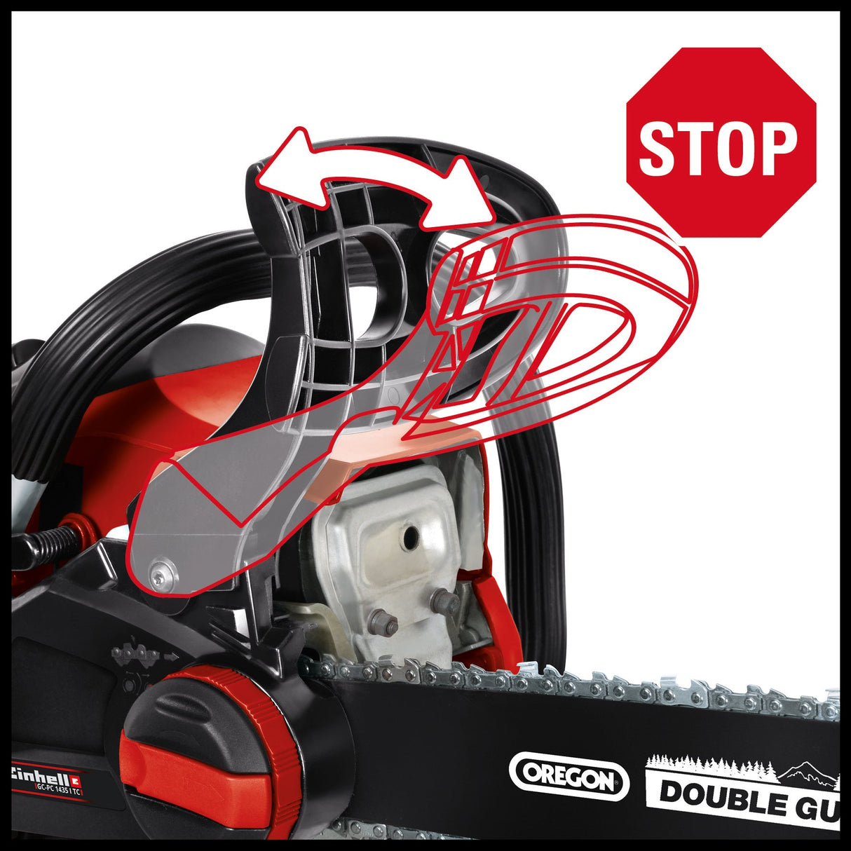 Drujba pe benzina Einhell GC - PC 1435 I TC, lama si lant de calitate OREGON, tensionare si schimbare lant fara unelte, soc si amorsare automate, inclusiv protectie lama Einhell - scule electrice si unelte profesionale - BricoMart