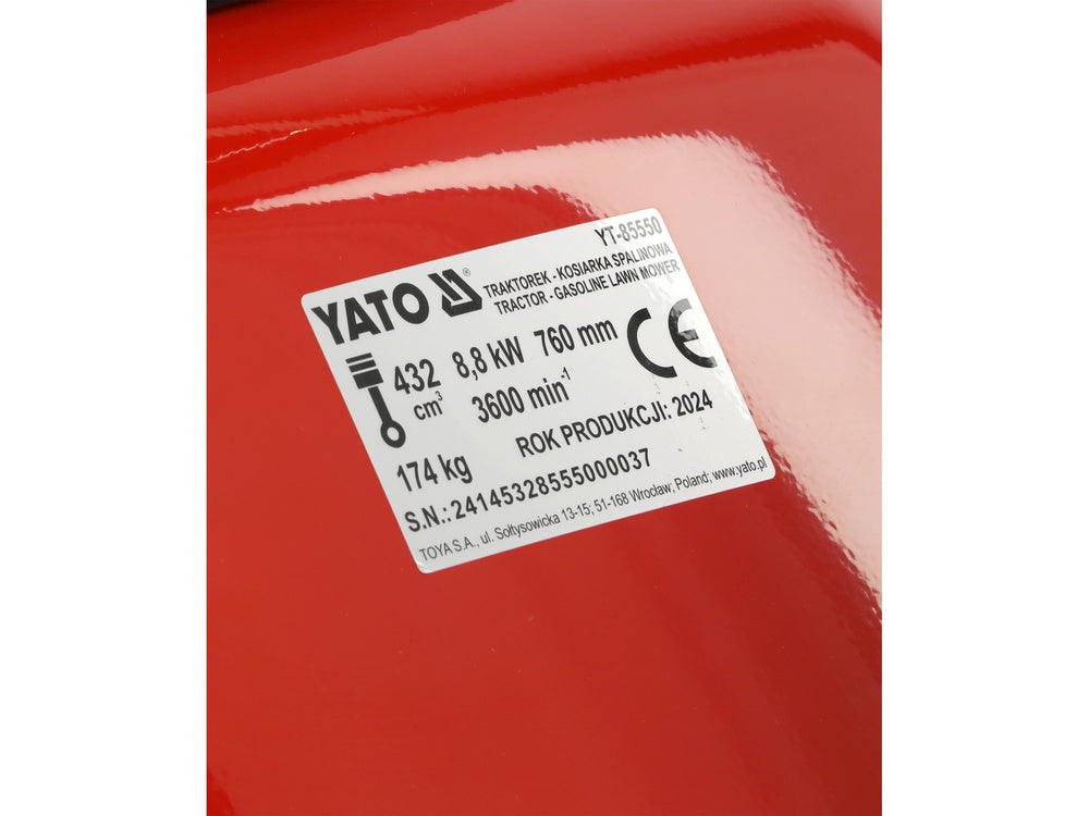 BENZINES FŰNYÍRÓTRAKTOR YT-85550 , 76 CM , 432 cm3 , 170 l , 8,8 kW , 11,97 KM