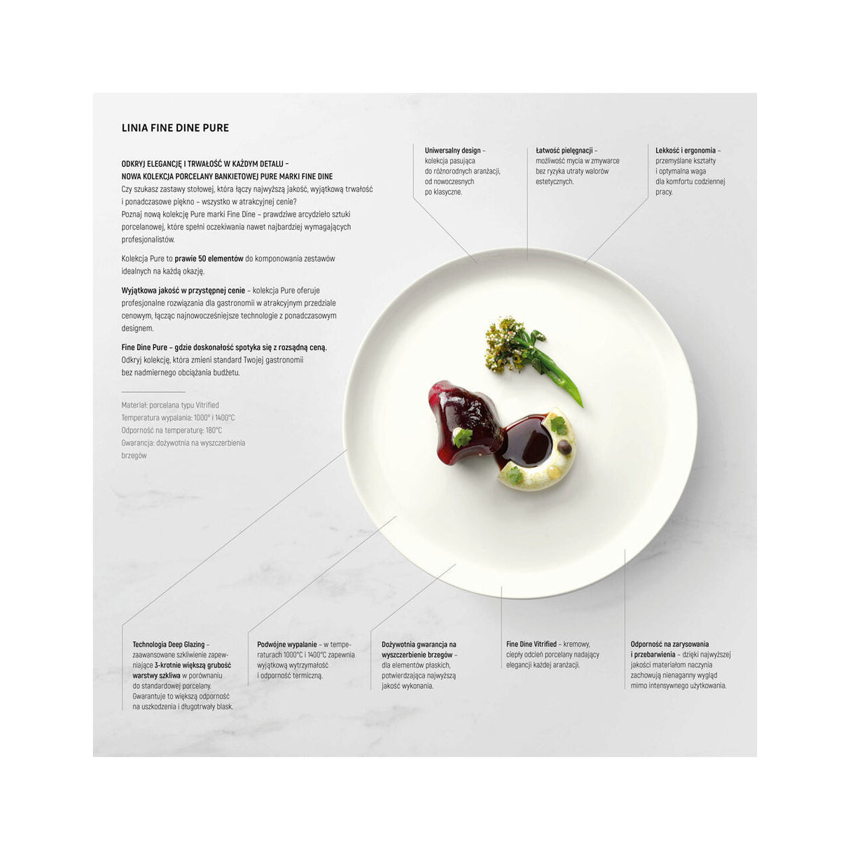 Farfurie cu margine înaltă Pure, 250mm Fine Dine