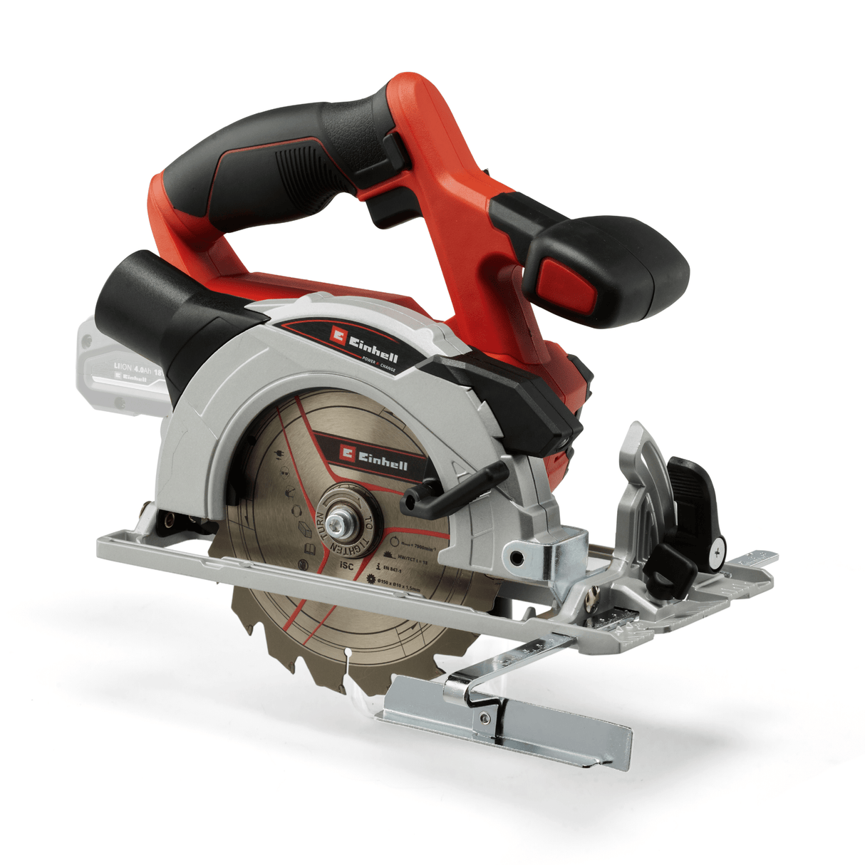 Fierastrau circular de mana pe acumulator Einhell TE - CS 18/150 Li - Solo Power X - Change (litiu - ion, reglare fara unelte a adancimii de taiere + unghiului de inclinare, LED - uri Einhell - scule electrice si unelte profesionale - BricoMart