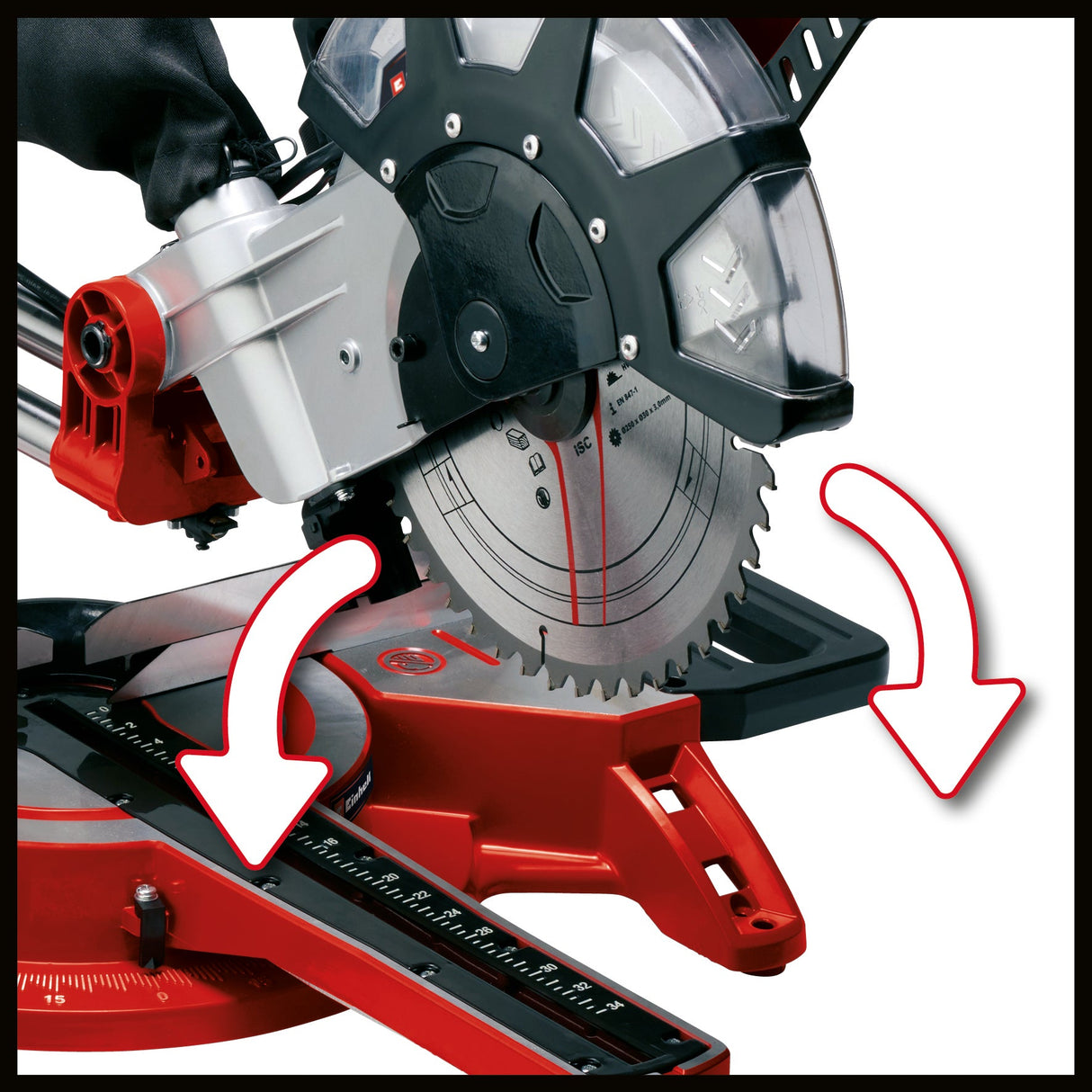 Fierastrau circular glisant Einhell TC - SM 2534/1, max. 2.350 W, functie de tragere integrata, cap de Fierastrau inclinabil stanga/dreapta, laser, lama de Fierastrau de precizie cu varf din carbura Einhell - scule electrice si unelte profesionale - BricoMart