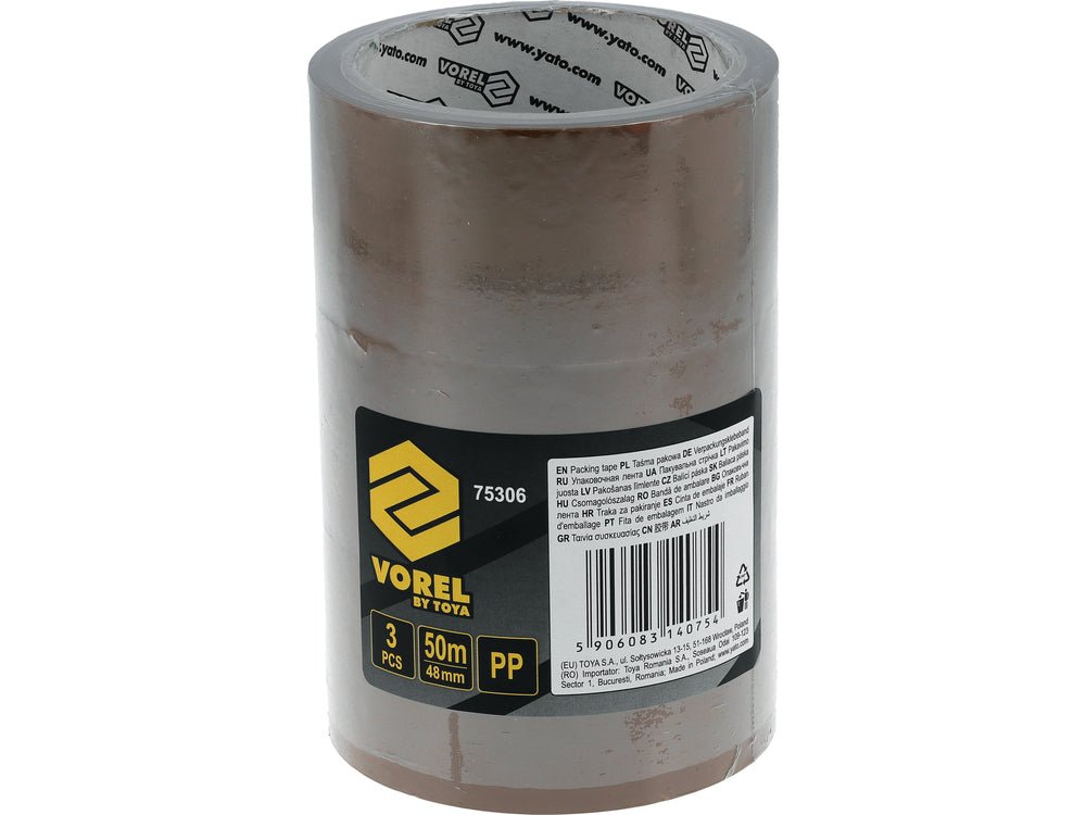 Folie adhesiva pp mana bruna 3 buc. VOREL 75306, 48 mm x 50 m - imagine 3