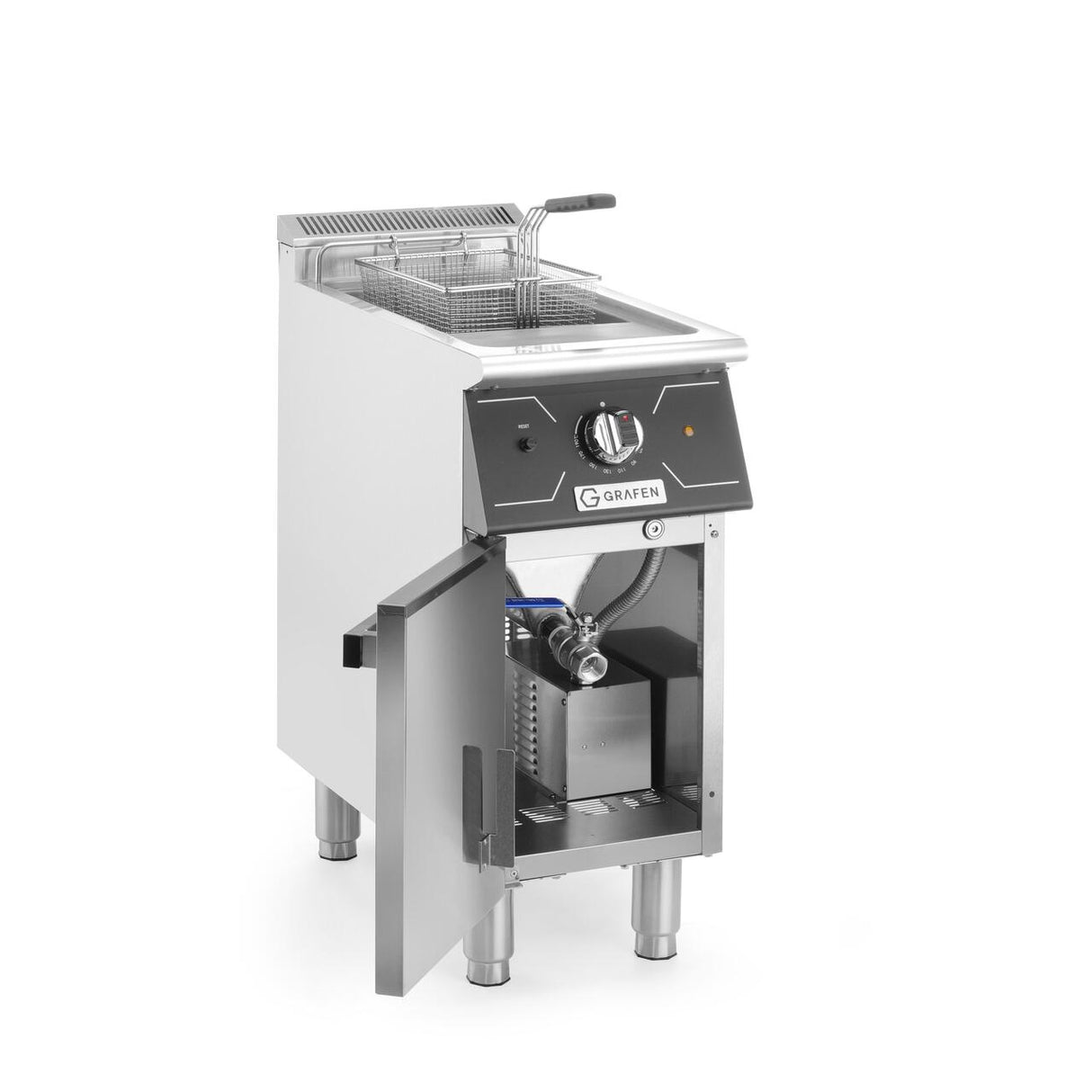 Friteuza electrica cu spatiu de depozitare, 24L, 12kw, 400V, 360x700x(H)850+90 mm