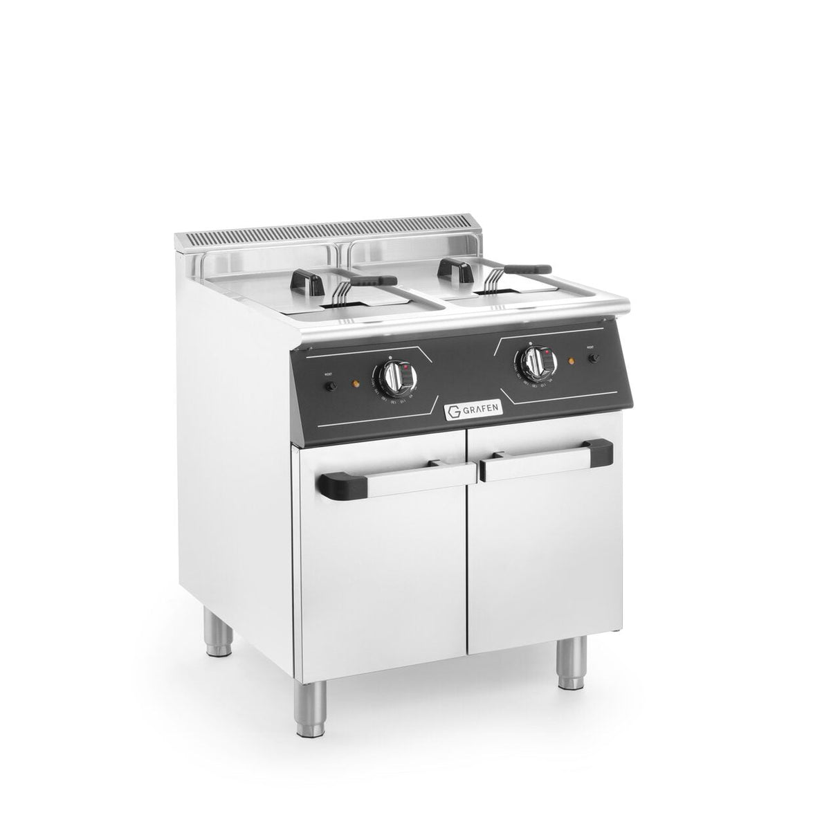Friteuza electrica dubla cu spatiu de depozitare,2x24L,24kw, 400V, 700x700x(H)850+90 mm