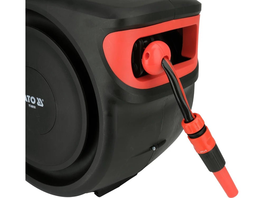 FURTUN DE APA PE TAMBUR AUTOMAT 25M Yato YT - 90101 Yato - scule electrice si unelte profesionale - BricoMart