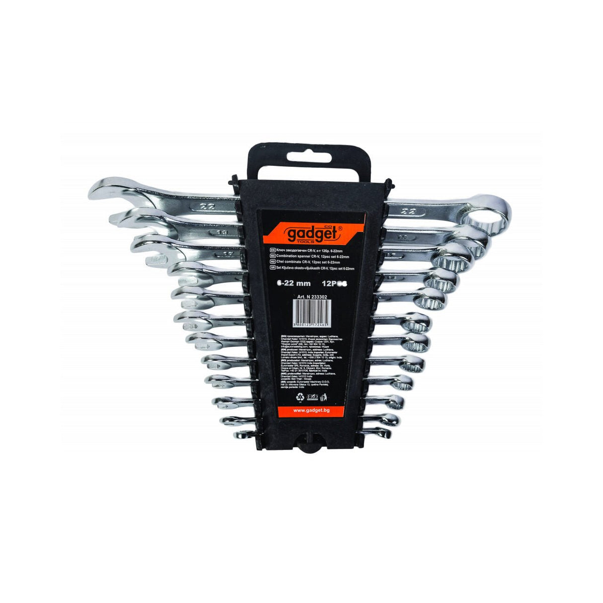 GADGET Set 12 chei combinate 6 - 22mm CR - V GD Fabricata din Otel Cr - V Suport util pentru depozitare Gadget - scule electrice si unelte profesionale - BricoMart