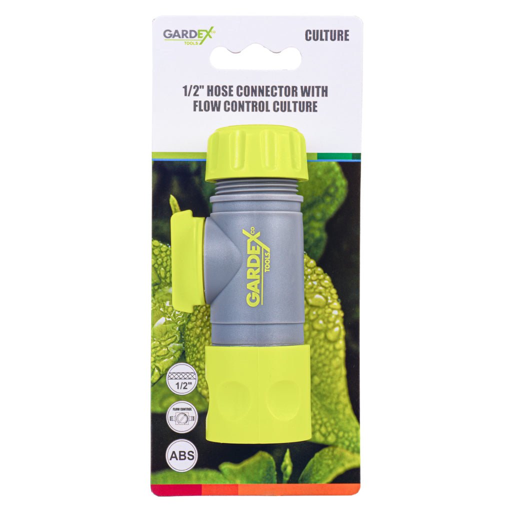 GARDEX Conector furtun 1/2" cu control al debitului CULTURE GX Conector de furtun 1/2" cu robinet CULTURE GX – o soluție practică pentru controlul fluxului de apă direct de pe furtun Gardex - scule electrice si unelte profesionale - BricoMart