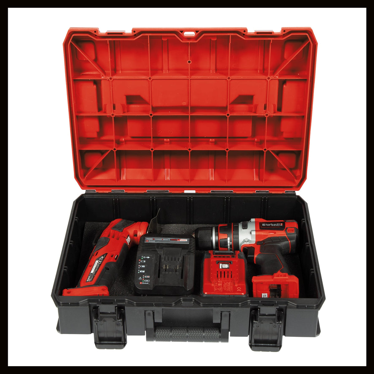 Geanta originala Einhell E-Case SF System, max. 25 kg, depozitare si transport universal pentru scule si accesorii, stivuibila, conectabila, incl. insertie din spuma Einhell - scule electrice si unelte profesionale - BricoMart