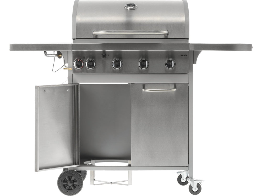 GRATAR PE GAZ AKKA 4+1 ARZATOARE, 16KW, SUPRAFATA DE GATIT DIN FONTA Lund 99655 - 3,2 kW, 11 kg, 136 x 53 x 109 cm, 63 x 40 cm Lund - scule electrice si unelte profesionale - BricoMart