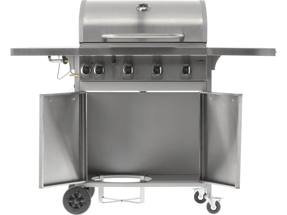 GRATAR PE GAZ AKKA 4+1 ARZATOARE, 16KW, SUPRAFATA DE GATIT DIN FONTA Lund 99655 - 3,2 kW, 11 kg, 136 x 53 x 109 cm, 63 x 40 cm Lund - scule electrice si unelte profesionale - BricoMart