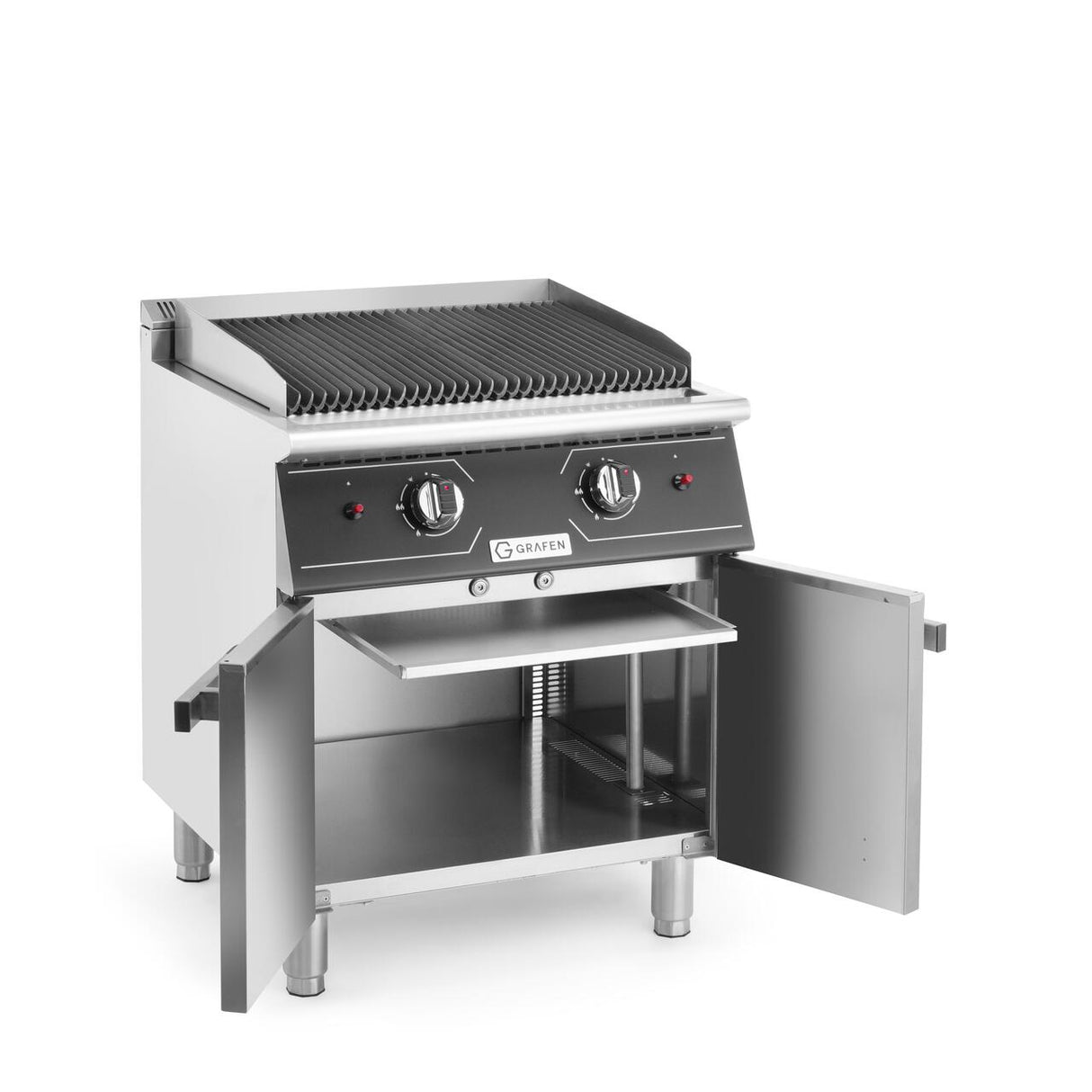 Grill pe gaz cu roca vulcanica si spatiu de depozitare, 6Kw