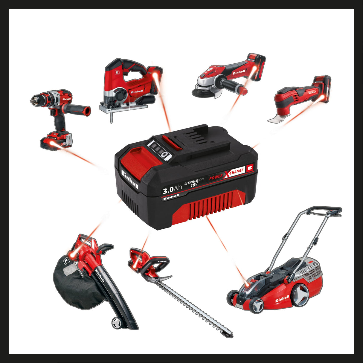 Kit 2 acumulatori si incarcator original Einhell 3,0 Ah, incarcator dublu Power X - Change, Li - Ion, 18 V, timp de incarcare de 60 min, potrivit pentru toate dispozitivele Power X - Change Einhell - scule electrice si unelte profesionale - BricoMart
