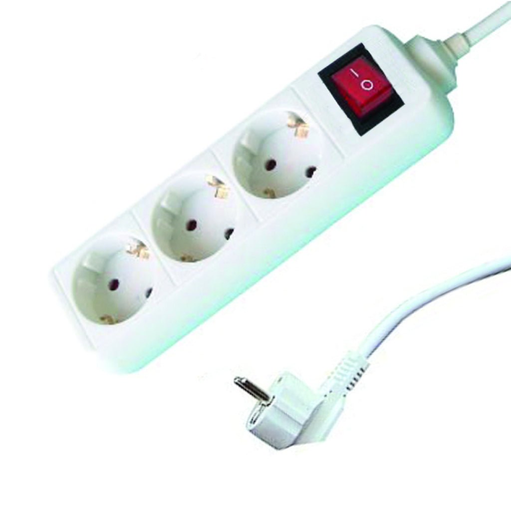 MAKALON Prelungitor 3 prize 5.0mx1.5mm cu intrerupator Corp alb si cablu Intrerupator Makalon - scule electrice si unelte profesionale - BricoMart