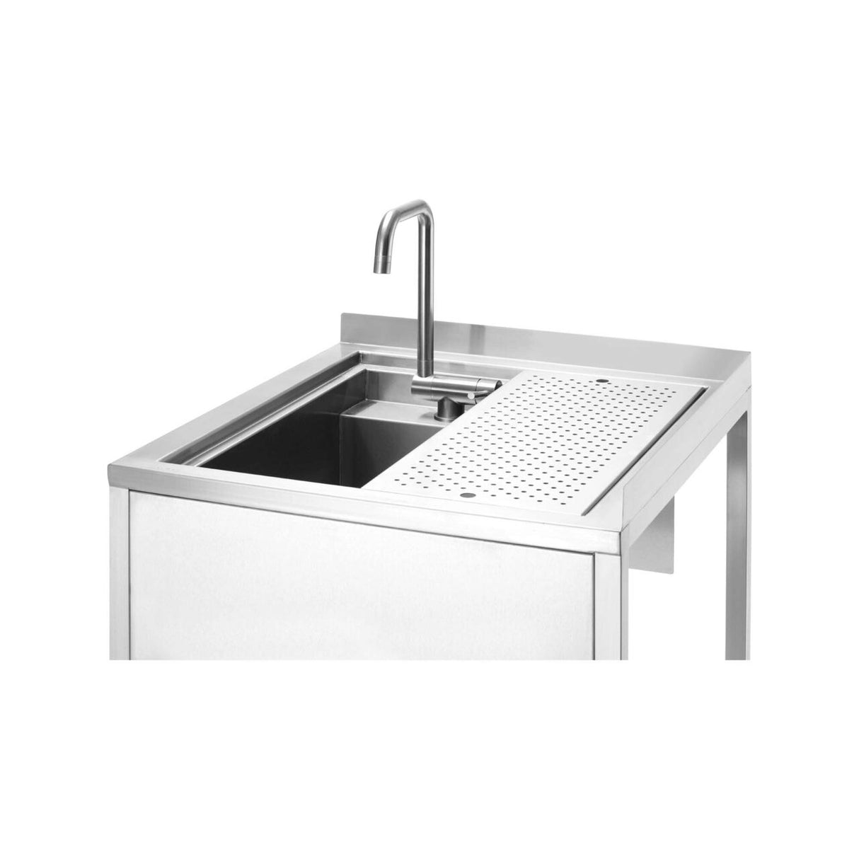 Masa de colt Oxygen Hybrid cu vas de chiuveta ascuns si spalator de carafe, 650x650x(h)900mm Barbatic