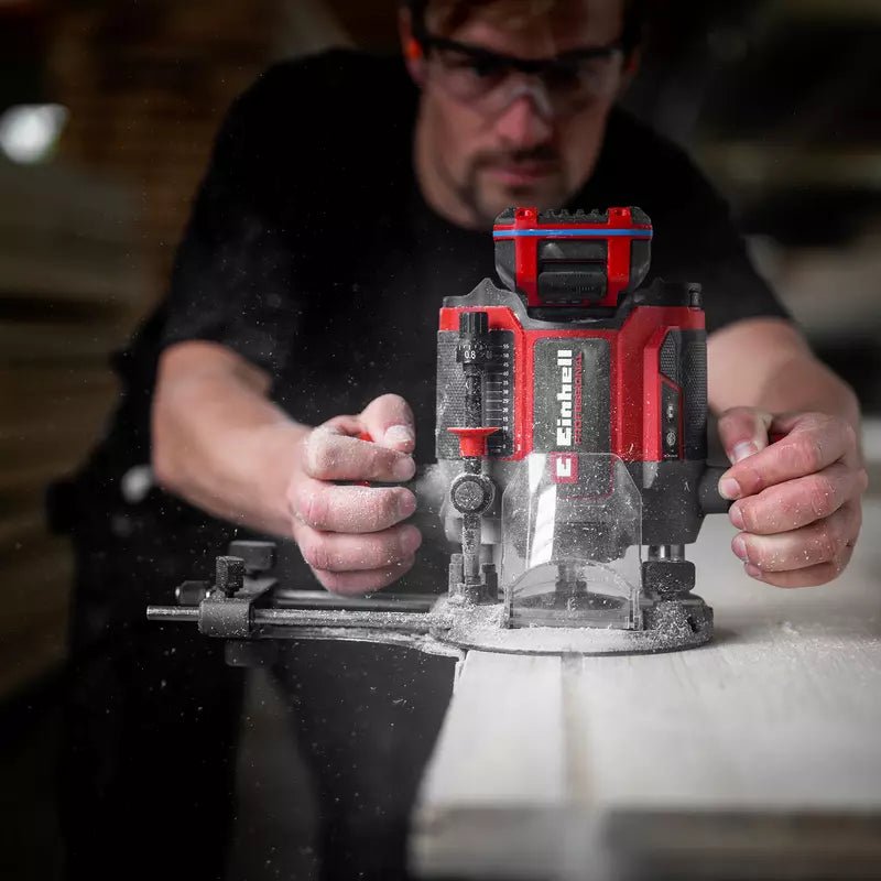 Masina de frezat profesionala fara fir Einhell TP-RO 18/55 Li BL - Solo Power X-Change, 18 V, inaltime cursa 55 mm, motor brushless, incl. ghidaj paralel si unelte, fara baterie sau incarcator - imagine 7