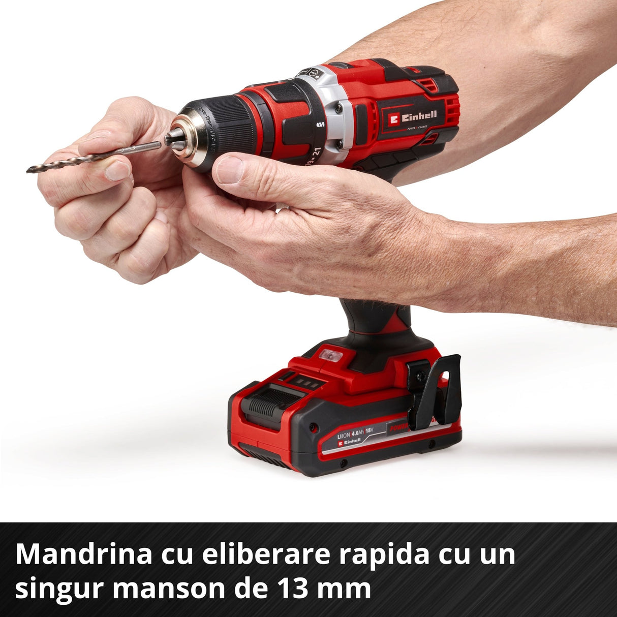 Masina de gaurit si insurubat (bormasina) pe acumulator Einhell TE - CD 18/40 Li - Solo Power X - Change, itiu - ion, 18 V, cuplu maxim 40 Nm in 21 de trepte, angrenaj cu 2 trepte pentru gaurire si insurubare, viteza electronica Einhell - scule electrice si unelte profesionale - BricoMart