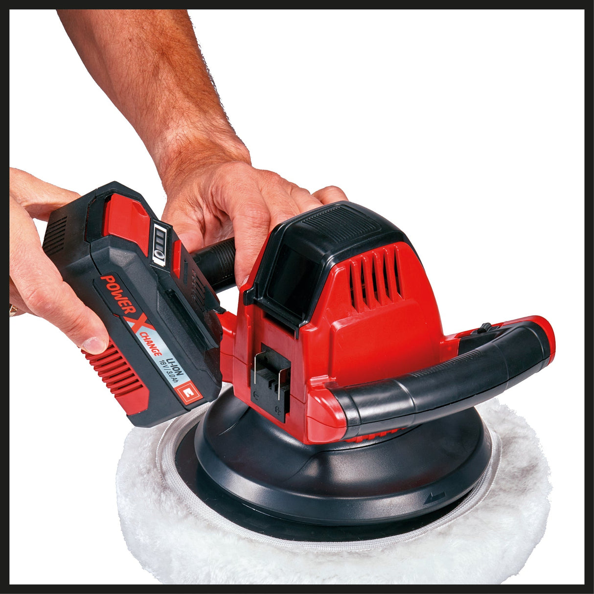 Masina de lustruit auto pe acumulator Einhell CE - CB 18/254 Li - Solo Power X - Change, Li - ion, 18 V, 2.500 rpm, comutator pornit/oprit, protectie la suprasarcina, maner moale, fara baterie si incarcator Einhell - scule electrice si unelte profesionale - BricoMart