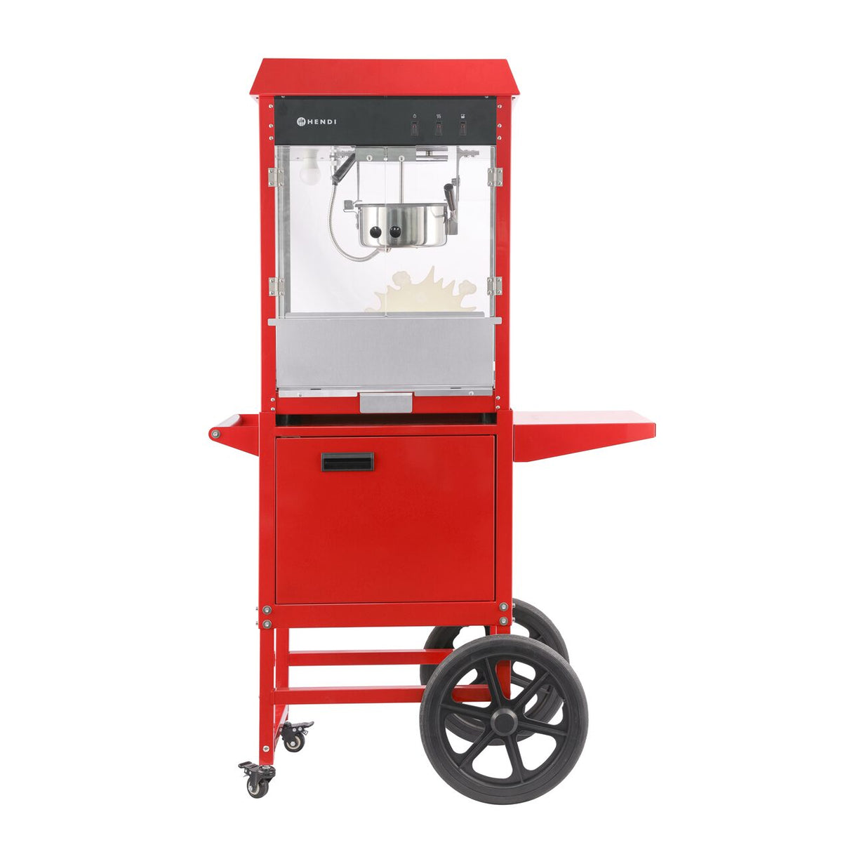 Masina de popcorn cu carucior, HENDI, rosu, 220-240V/1155W, 940x510x(H)1553mm