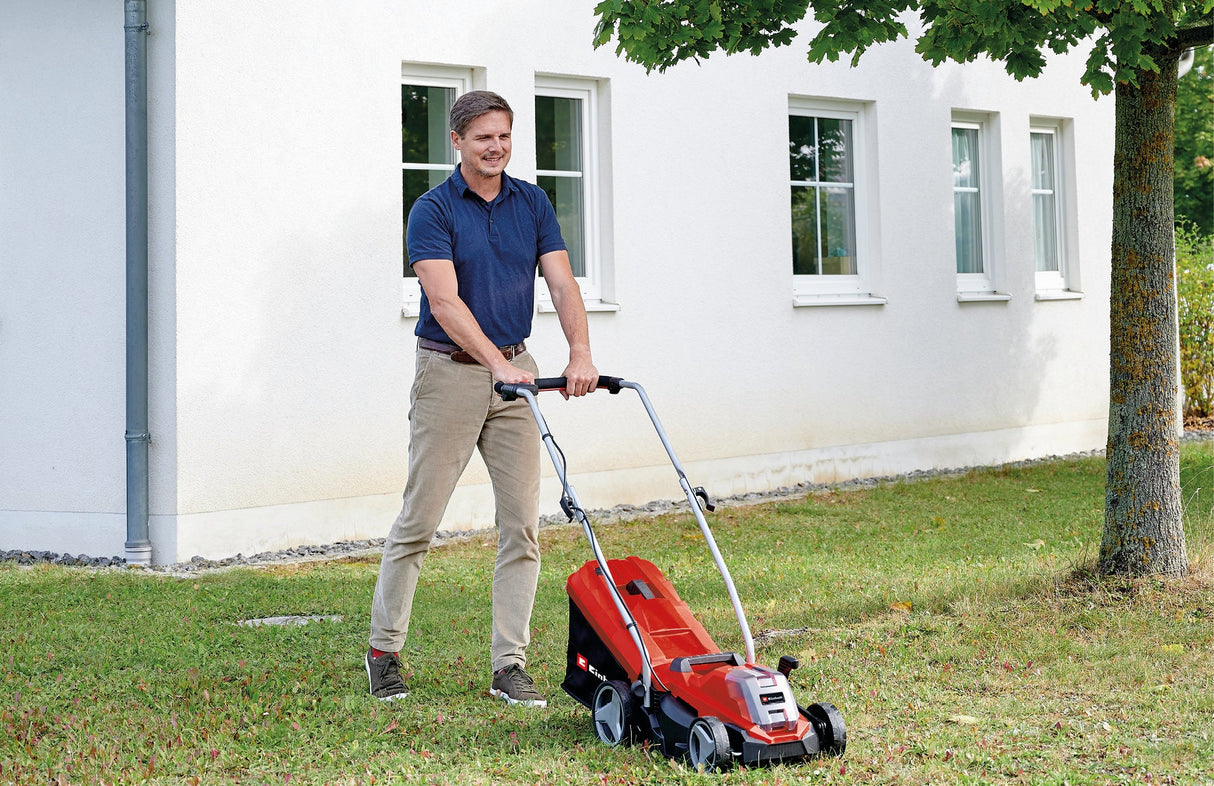 Masina de tuns iarba/gazon pe acumulator Einhell GE - CM 18/33 Li - Solo PXC (Li - ion, pentru pana la 200 m², motor fara perii, reglare a inaltimii de taiere pe 5 niveluri, livrata fara acumulator sau incarcator Einhell - scule electrice si unelte profesionale - BricoMart