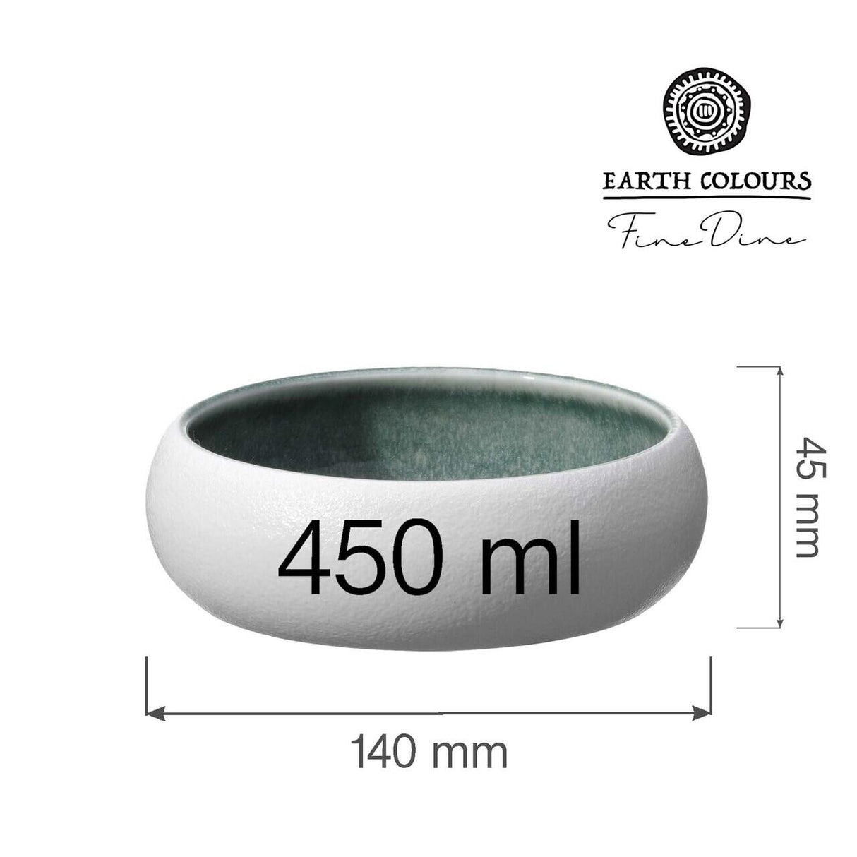 Bol Goro White Green 140 mm, 450 ml Fine Dine