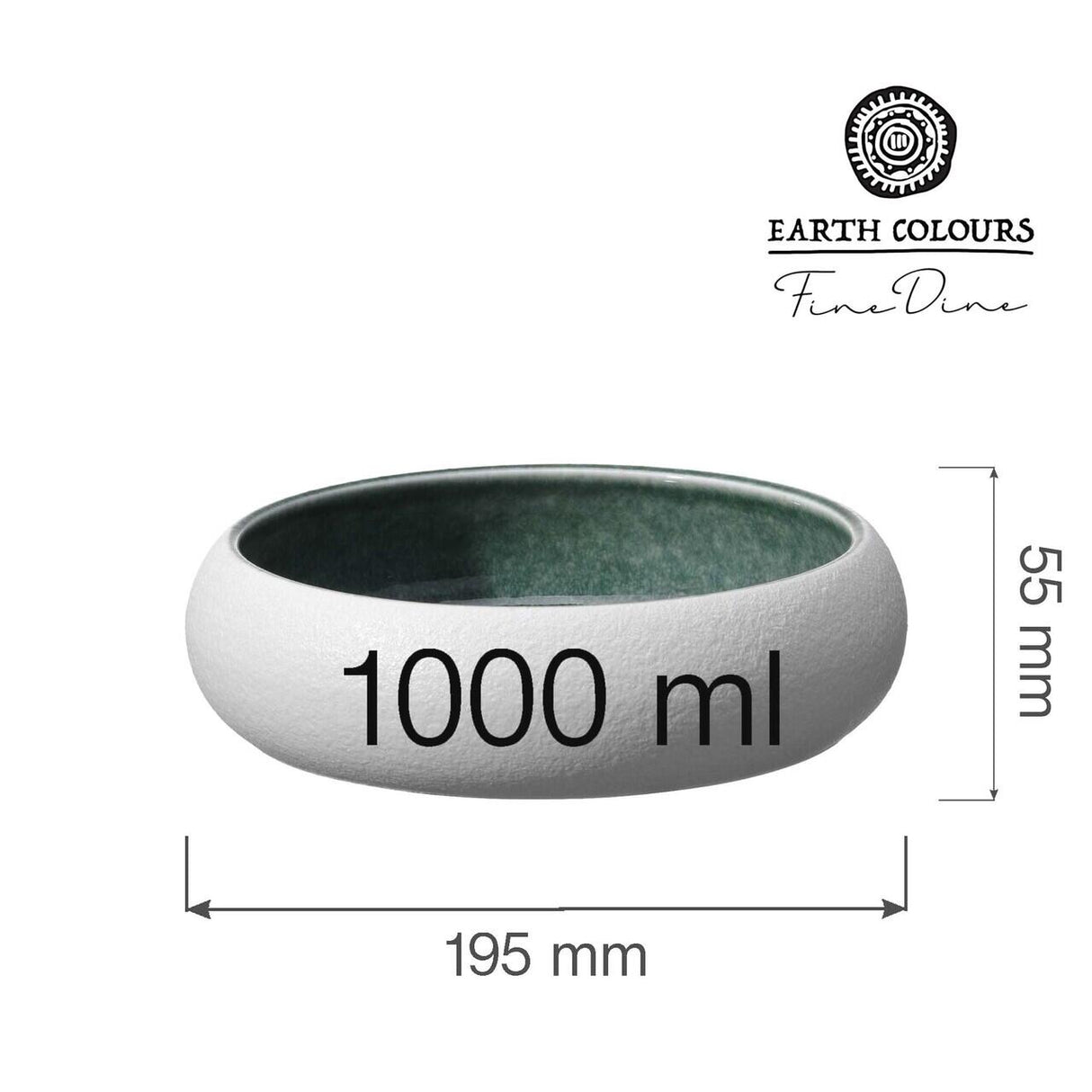 Bol Goro White Green 195 mm, 1000 ml Fine DIne