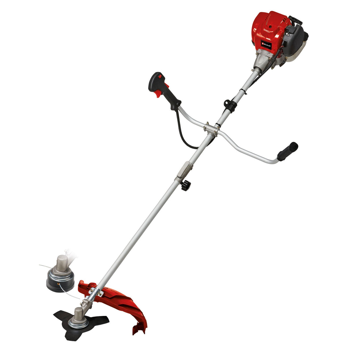 Motocoasa pe benzina Einhell GC - BC 36 - 4 S, 1 kW, motor in 4 timpi cu vibratii reduse, maner din aluminiu/maner de bicicleta cu comenzi, maner lung din tub de aluminiu, lama cu 3 dinti + bobina cu fir dublu Einhell - scule electrice si unelte profesionale - BricoMart