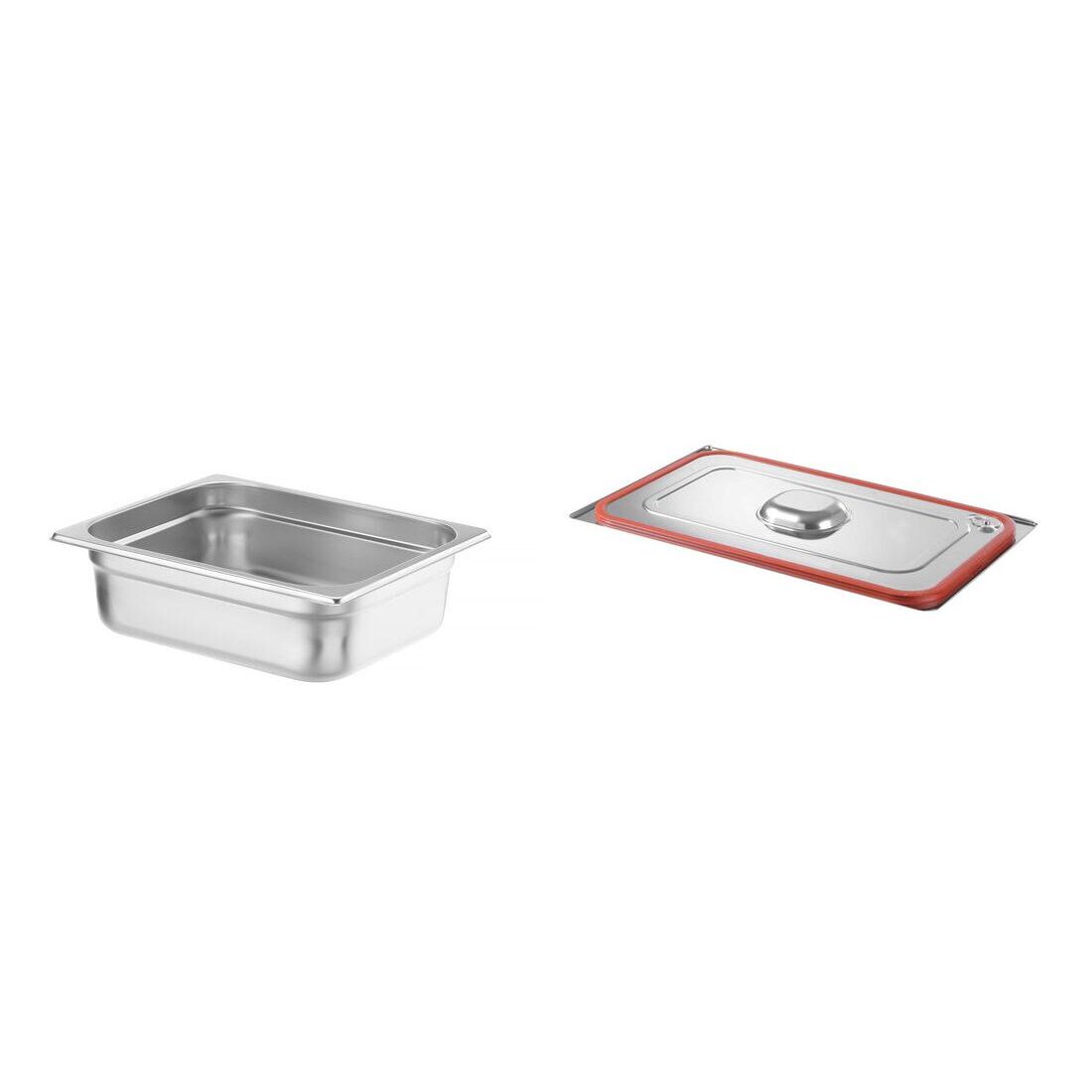 Pachet Tava GN 1/2 100mm 6.5L + Capac GN 1/2 banda silicon