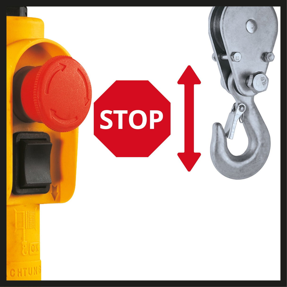 Palan electric Einhell TC - EH 600 (1.050 W, capacitate de incarcare fara rola de ghidare 300 kg pana la 18 m / cu rola de ghidare 600 kg pana la 9 m, cablu de 18 m, Ø 4,5 mm, incl. dispozitiv de siguranta pe carligul de incarcare Einhell - scule electrice si unelte profesionale - BricoMart