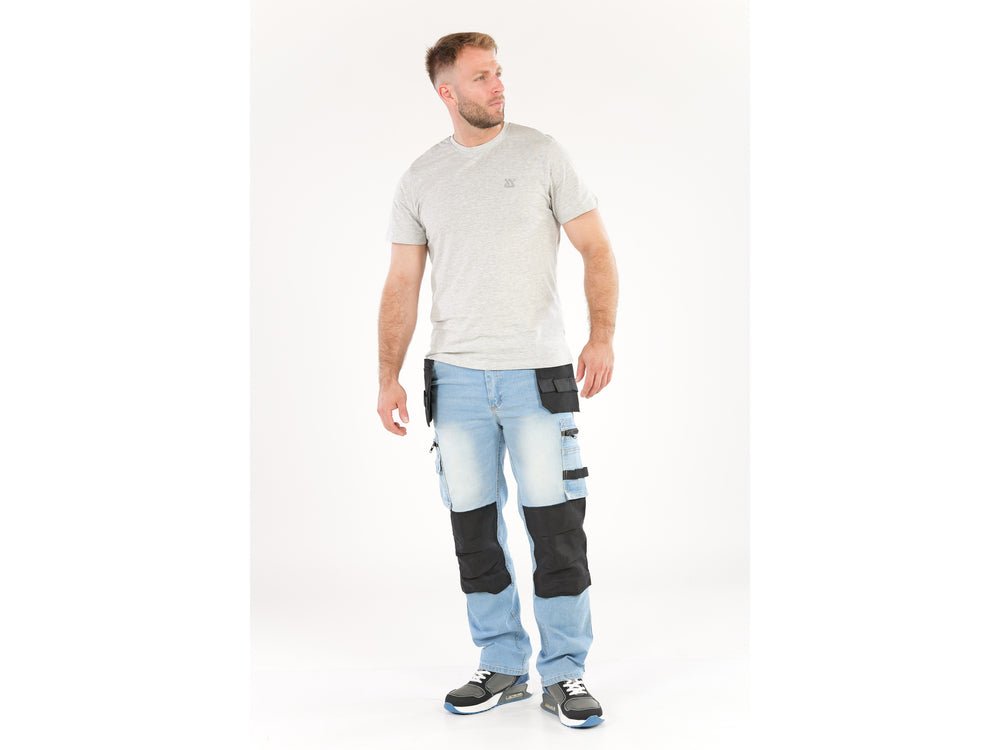 PANTALONI DE LUCRU JEANS ALBASTRU, CU ELASTAN, MARIMEA M Yato YT - 79071 - 325 g, rezistent Yato - scule electrice si unelte profesionale - BricoMart