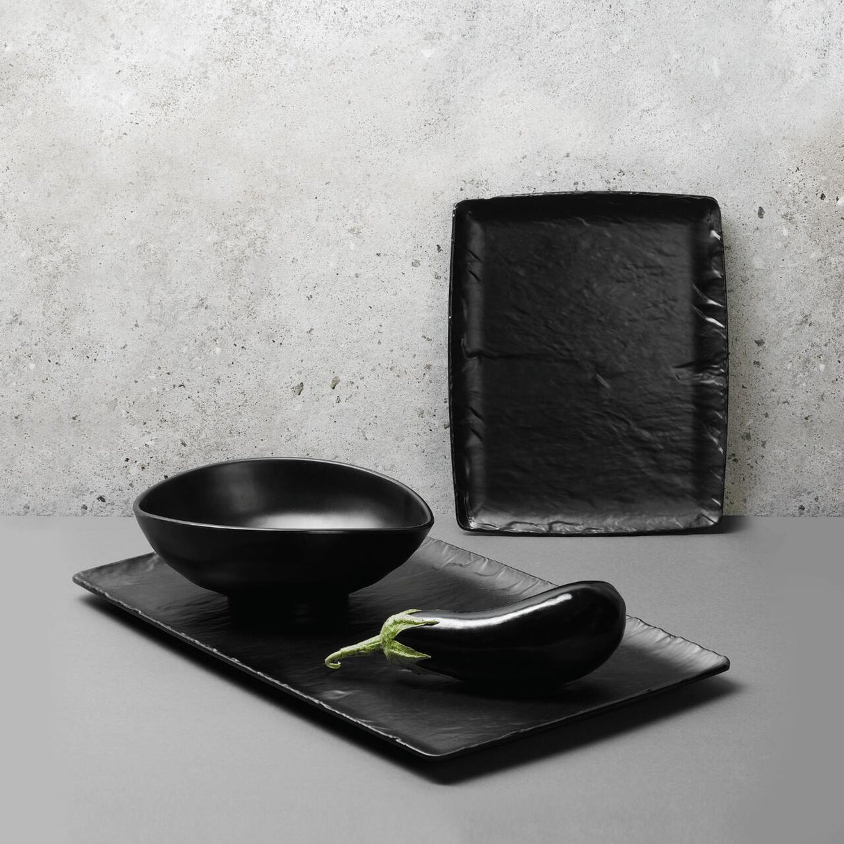 Platou din melamină Rock, negru, GN 1/3, 176x325mm Fine Dine