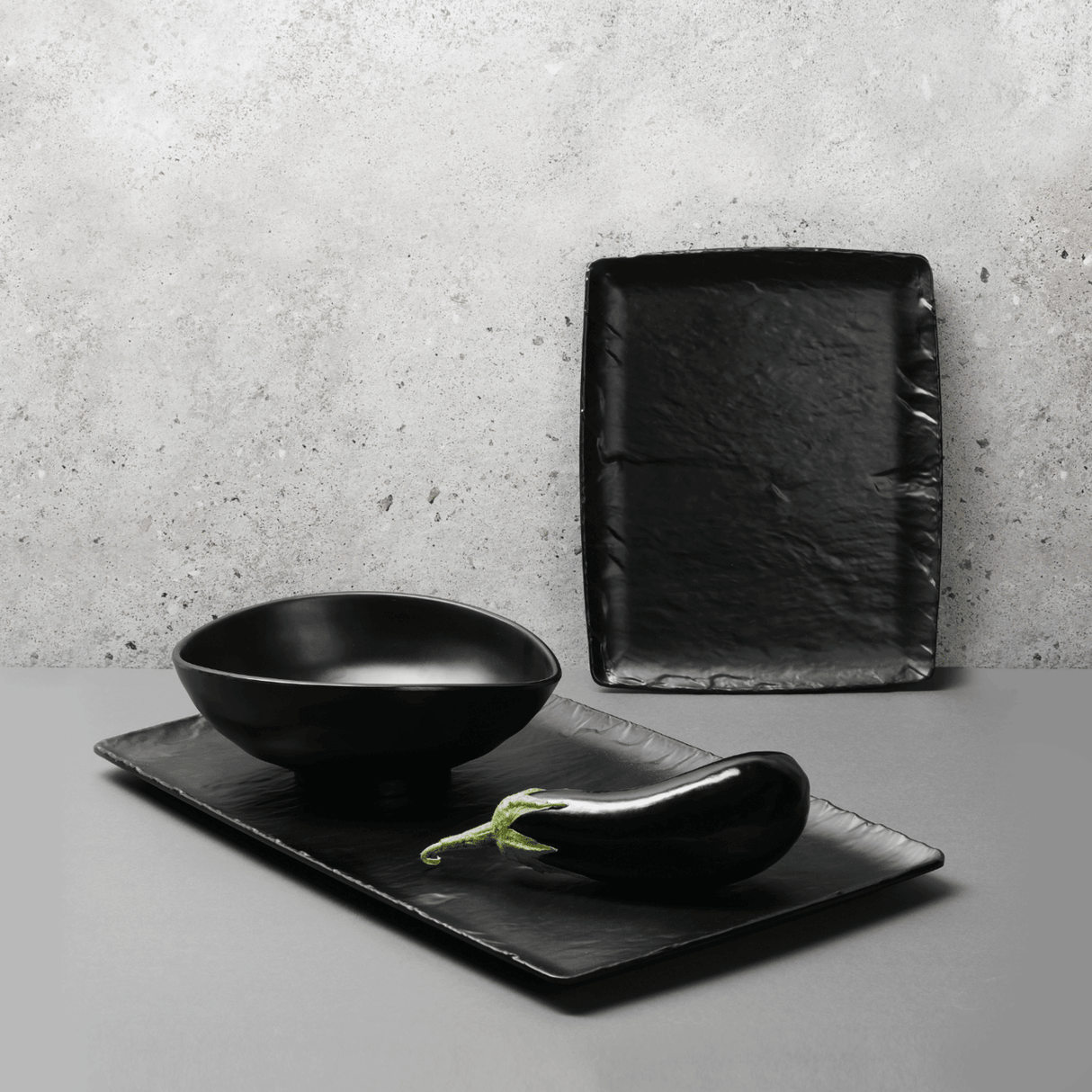 Platou din melamină Rock, negru, GN 1/3, 176x325mm Fine Dine