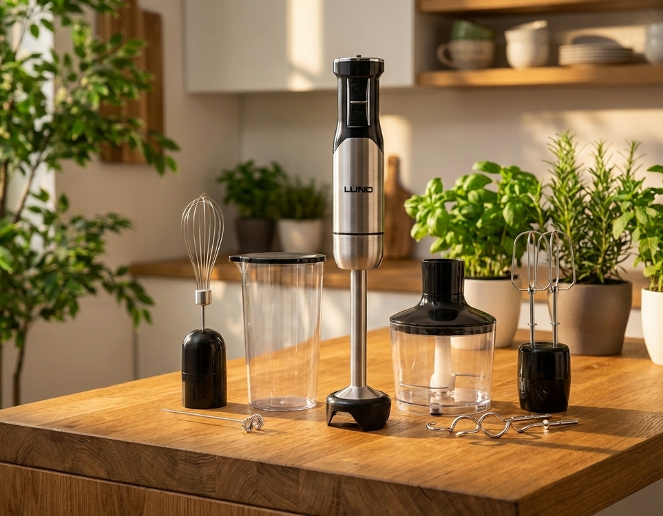 BLENDER DE MÂNĂ Lund 67693 , 1000W 6 ÎN 1 , 1000 W , 12 viteze , turbo