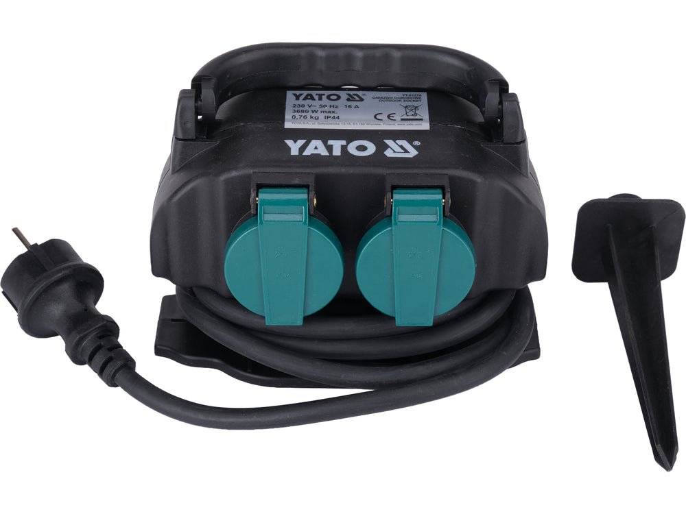 Priza de gradina dubla YATO YT-81270, IP44, 4 x 230 V