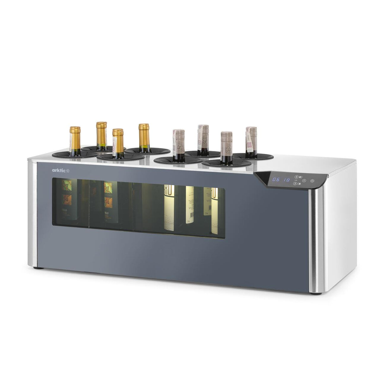 Racitor de vin pentru blat, 2 zone, Arktic, negru, 220-240V/50W, 800x350x(H)293mm