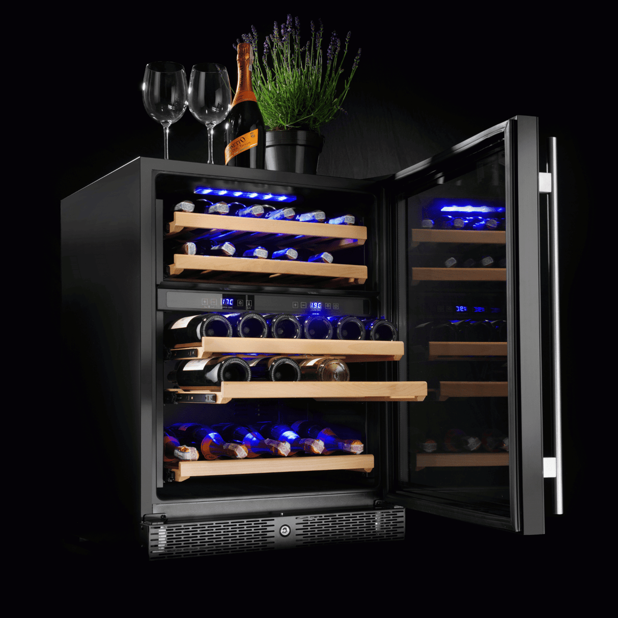 Racitor de vinuri pentru 46 de sticle Barmatic Aurora 133 l, negru