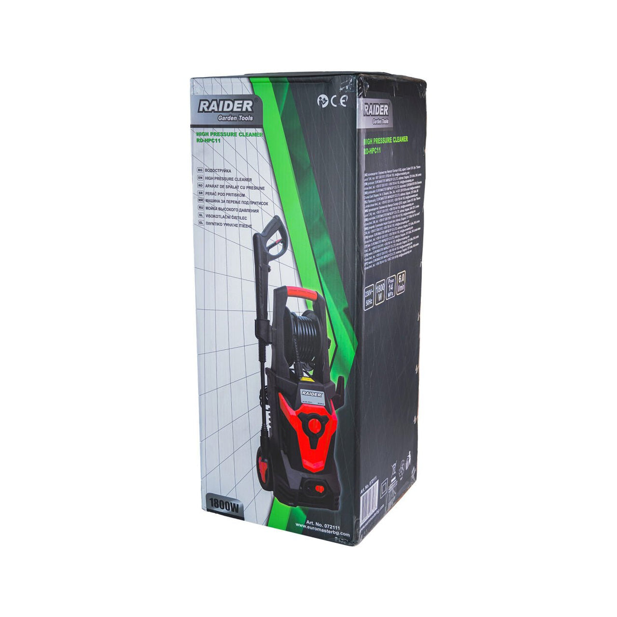 RAIDER Aparat de spalat cu presiune 1800W 14MPa 6L/min RD - HPC11 Jetul de apă are un debit de 6 l/min, oferind un flux stabil pentru curățarea eficientă a suprafețelor mari, economisind Raider - scule electrice si unelte profesionale - BricoMart