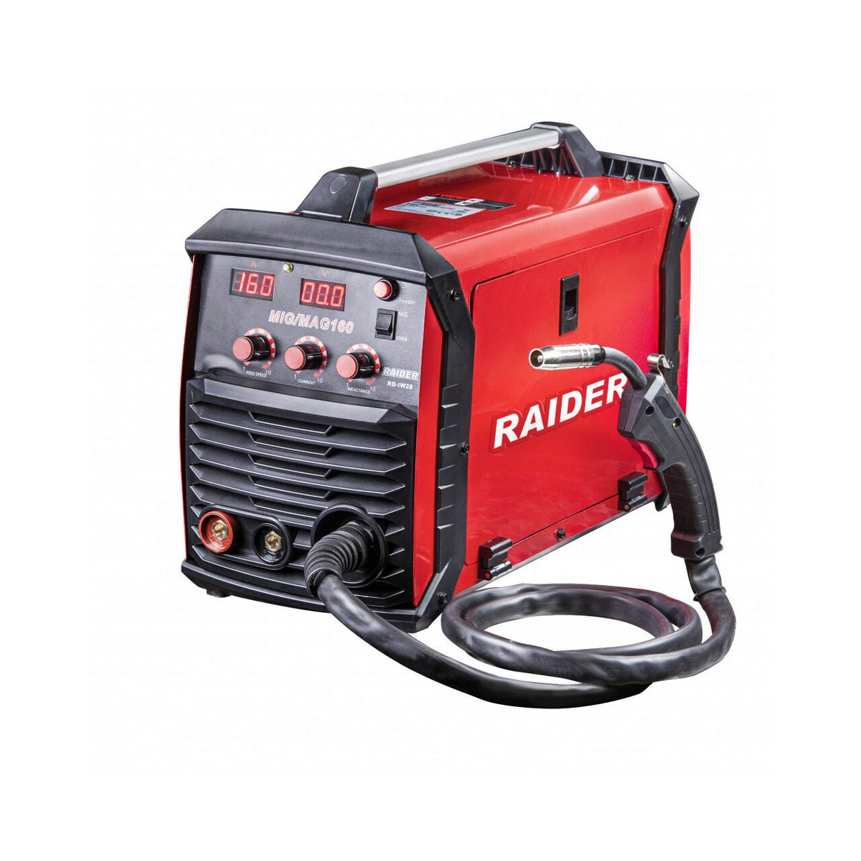 RAIDER Aparat de sudura tip Inverter 2in1 MIG/MAG&MMA 160A RD - IW28 Indicator de supraîncălzire Posibilitatea de a regla viteza de alimentare Posibilitatea de a regla curentul de sudare Gr Raider - scule electrice si unelte profesionale - BricoMart