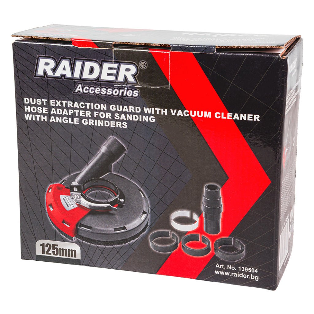 RAIDER Aparatoare de praf pentru polizor unghiular 125mm Colectează până la 99% din particulele de praf eliberate în timpul funcționării Are o parte mobilă care oferă acces ușor Raider - scule electrice si unelte profesionale - BricoMart