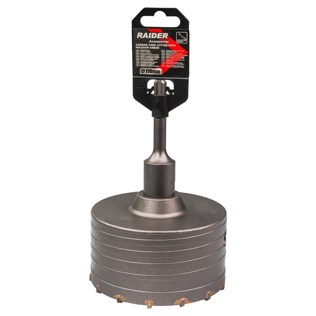 RAIDER Carota gaurire beton cu tija si burghiu 110mm SDS - plus Precizie și Control: Datorită ghidajului și construcției fiabile, carota pentru beton garantează stabilitate și precizie Raider - scule electrice si unelte profesionale - BricoMart