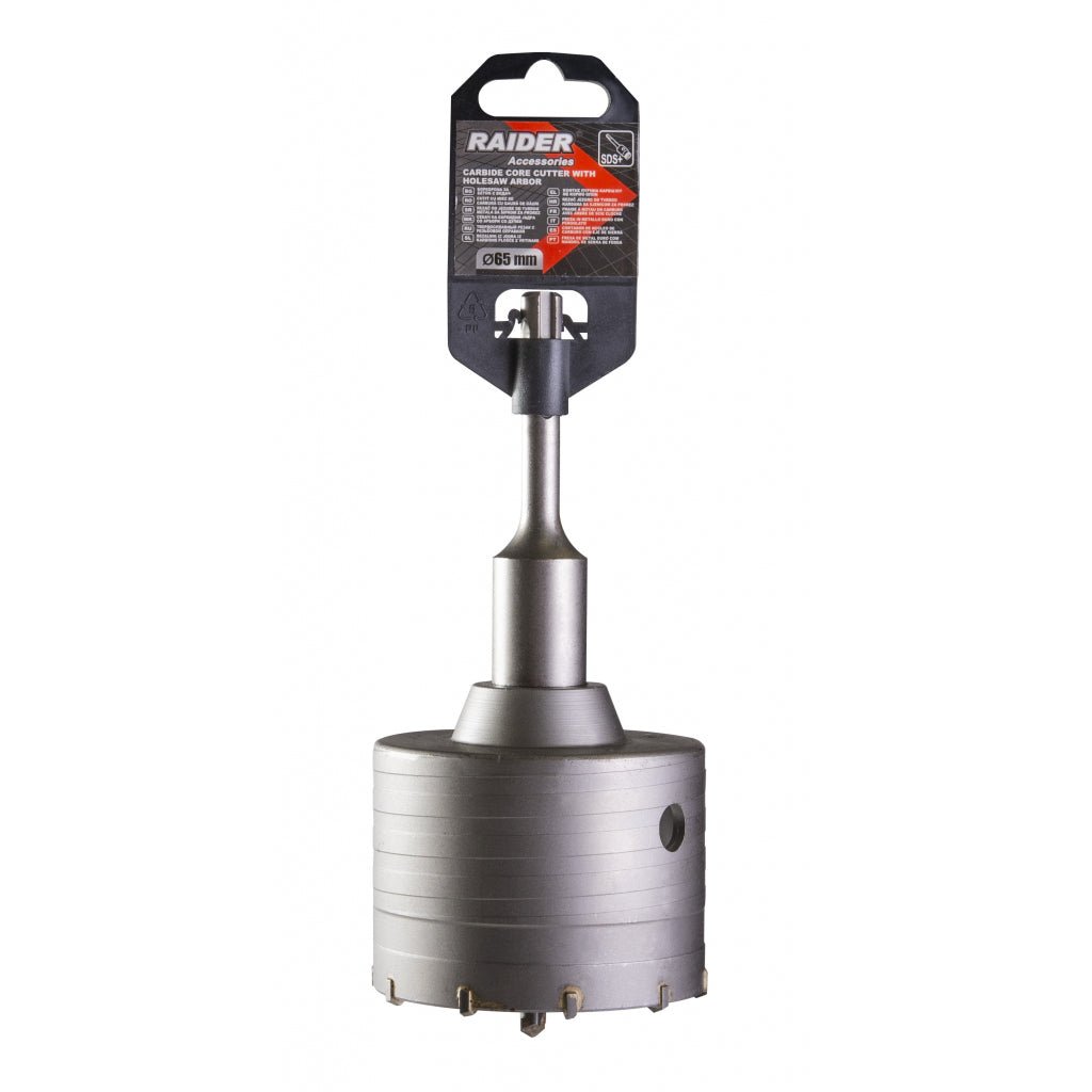 RAIDER Carota gaurire beton cu tija si burghiu 65mm SDS-plus Pentru gaurire usoara in caramida si beton Utilizare indelungata SDS-plus Raider - scule electrice si unelte profesionale - BricoMart