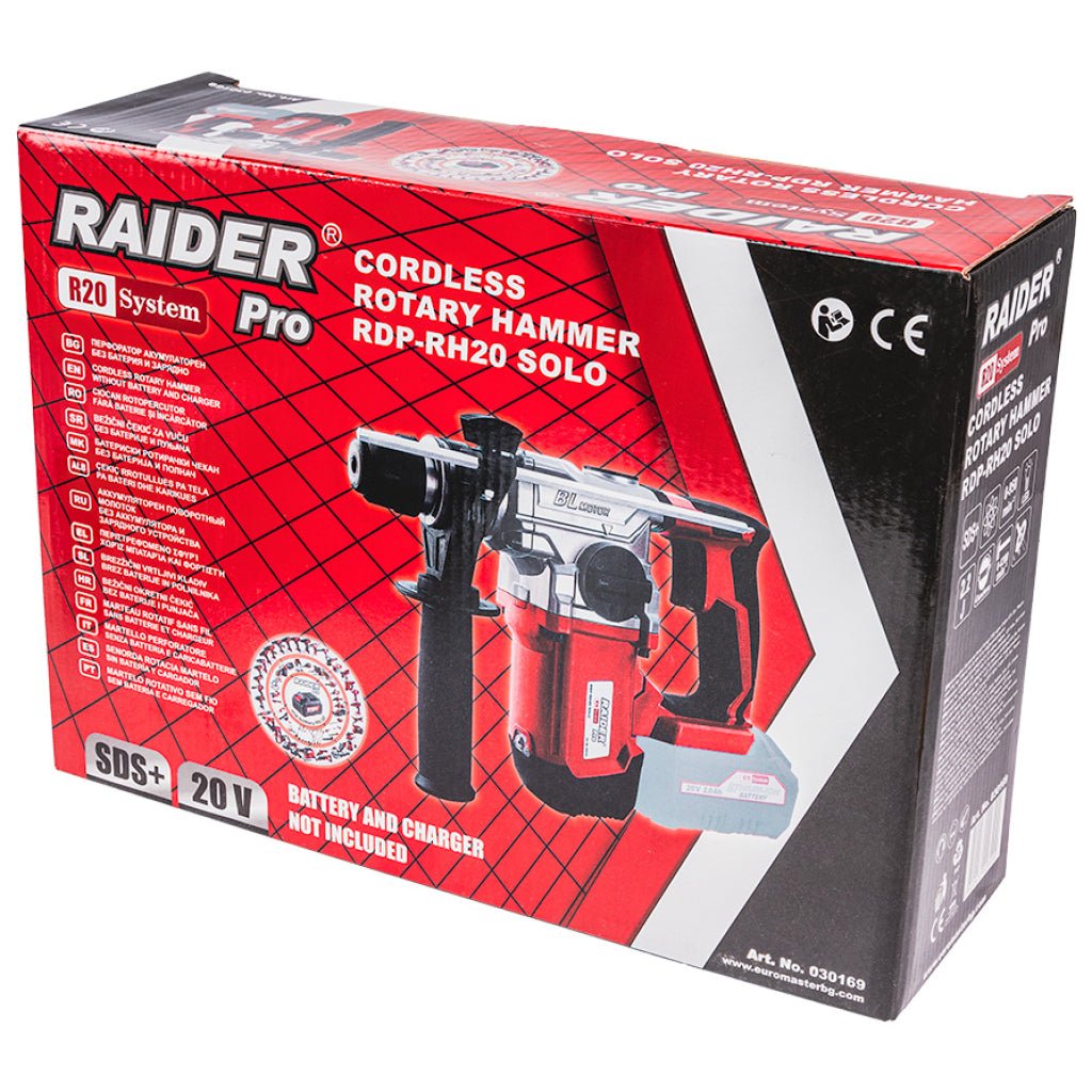 RAIDER Ciocan rotopercutor fără perii R20 SDS+ 2.2J RDP - RH20 Solo Motorul fără perii oferă o eficiență mai mare, o durată de viață mai lungă a produsului Putere și eficiență: Datorită mâ Raider - scule electrice si unelte profesionale - BricoMart