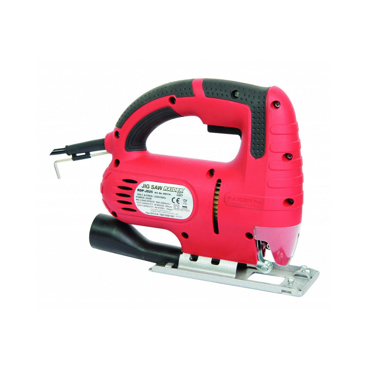 RAIDER Fierastrau pendular 650W 80mm viteza variabila RDP - JS25 Adaptor colector praf Viteza ajustabila Unghi de reglaj - 45° +45° Raider - scule electrice si unelte profesionale - BricoMart
