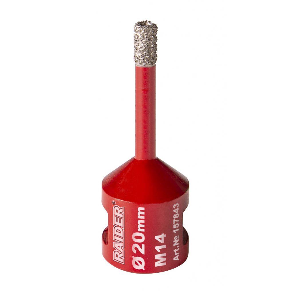 RAIDER Freza diamantata pentru frezare uscata M14 x 20 mm Utilizare indelungata Taiere extrem de rapida Taiere fara apa Carotele de gaurire sunt proiectate sa fie montate pe poli Raider - scule electrice si unelte profesionale - BricoMart