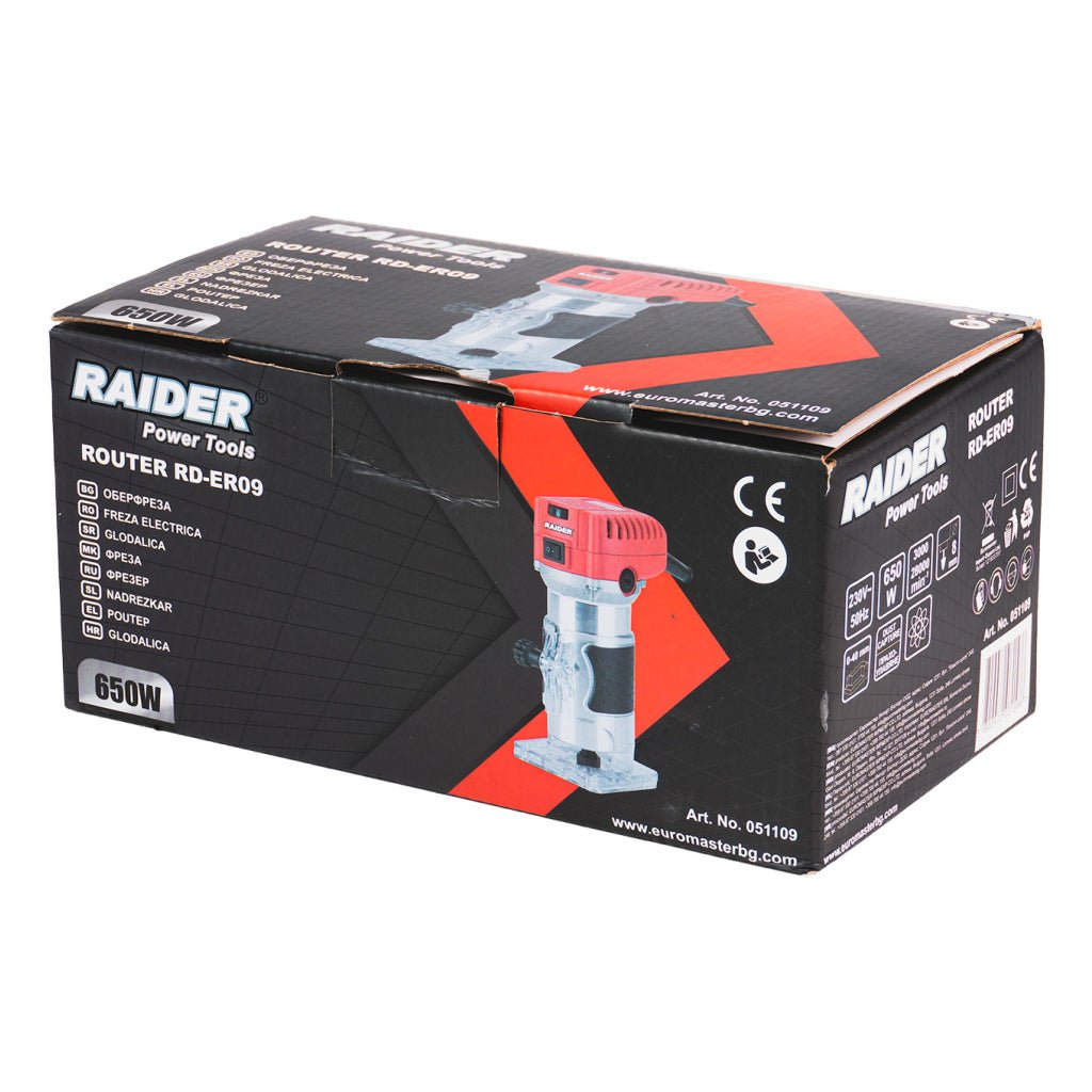 RAIDER Freza electrica 650W 8mm 3000 - 28000min - 1 RD - ER09 Cu o putere de 650W, „”RD - ER09” oferă suficientă putere pentru executarea ușoară și rapidă a operațiunilor de frezare Po Raider - scule electrice si unelte profesionale - BricoMart