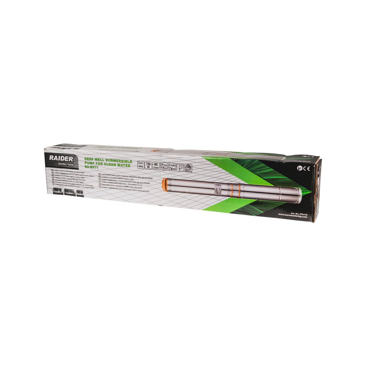 RAIDER Pompa submersibila adancime 750W 1" 90L/min 73m 10T RD - WP71 Pompă submersibilă , cu adancime de lucru până la 73 m Ideal pentru udarea curtilor sau irigarea in agricultura, dar si Raider - scule electrice si unelte profesionale - BricoMart