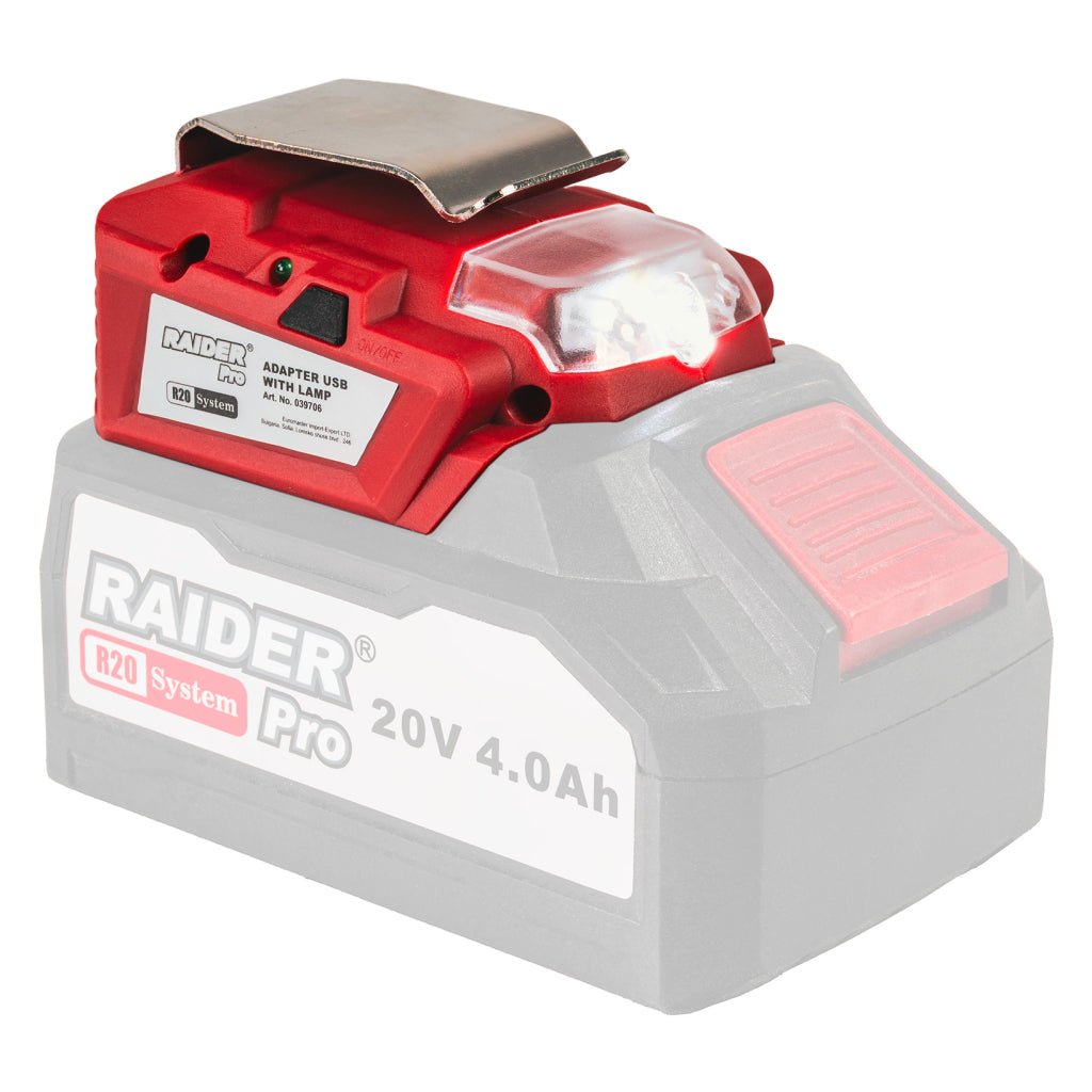 RAIDER R20 adaptor USB cu lampa pentru seria R20 LED lighting Portul USB poate fi folo sit ca baterie externa Raider - scule electrice si unelte profesionale - BricoMart