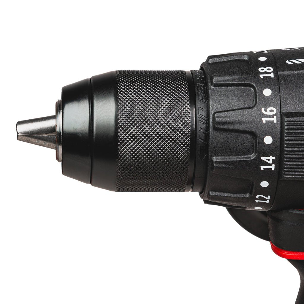 RAIDER R20 Masina de gaurit cu percutie 20V 4Ah 60Nm RDP - YBID20 Motor fara perii – ofera eficienta ridicata, durata de viata mai mare si generare redusa de caldura Functie de percutie Raider - scule electrice si unelte profesionale - BricoMart