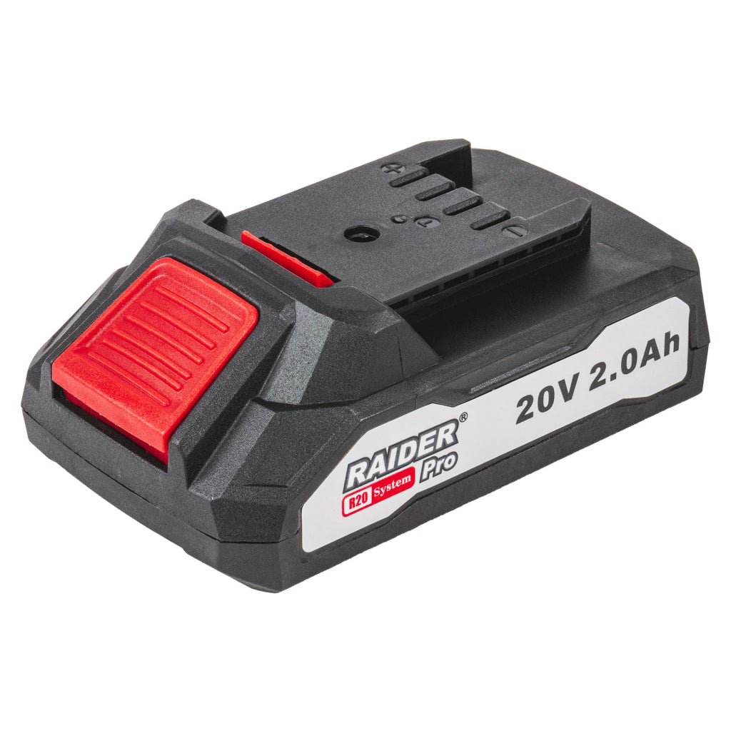 RAIDER R20 Set incarcator si acumulator 2Ah Protecție încorporată împotriva supraîncărcării și scurtcircuitului pentru o durată de viață mai lungă a bateriei și sig Raider - scule electrice si unelte profesionale - BricoMart