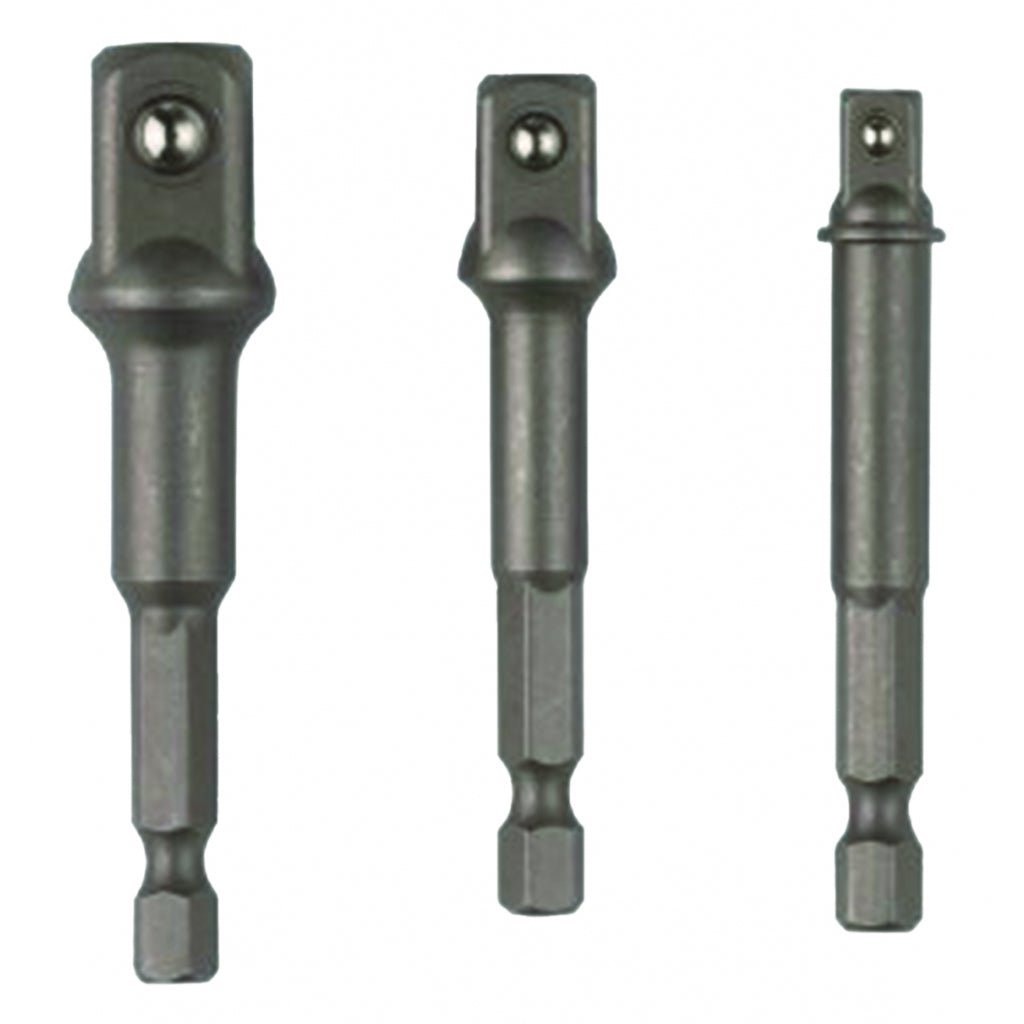 RAIDER Set 3 adaptori patrati 1/4 HEX la 3/8 si 1/2 Raider Set de adaptoare pentru surubelnite cu prindere patrata de 1/4", 3/8", 1/2" Blocare cu bila Raider - scule electrice si unelte profesionale - BricoMart