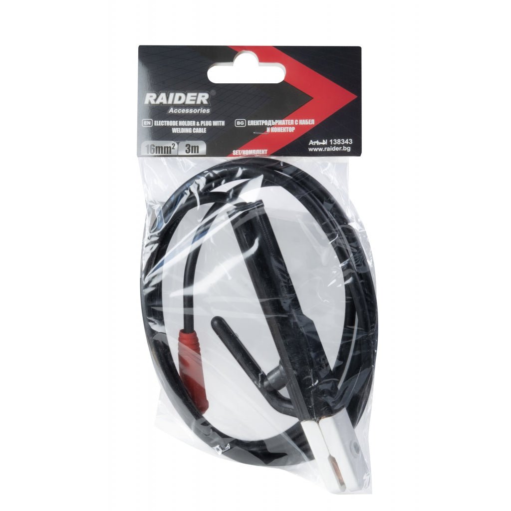 RAIDER Set cablu sudura 16mm2 3m cleste pentru electrozi si cupla Maner clasic Raider - scule electrice si unelte profesionale - BricoMart